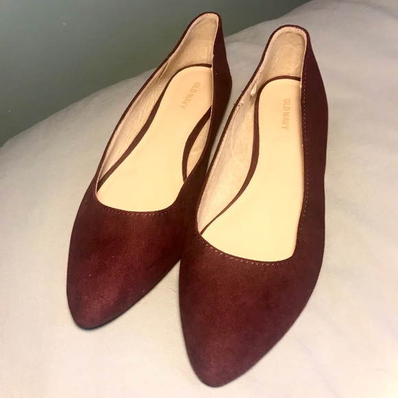 Faux Suede Burgundy Flats - Picture 2 of 3